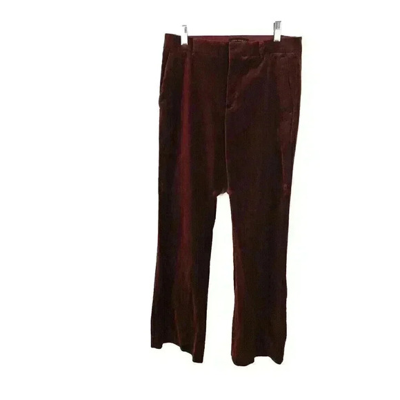 Banana Republic Sz 4 Wine Soft Velvet Dress Pants Wide Bootcut Lyocell Elastase - Picture 1 of 7